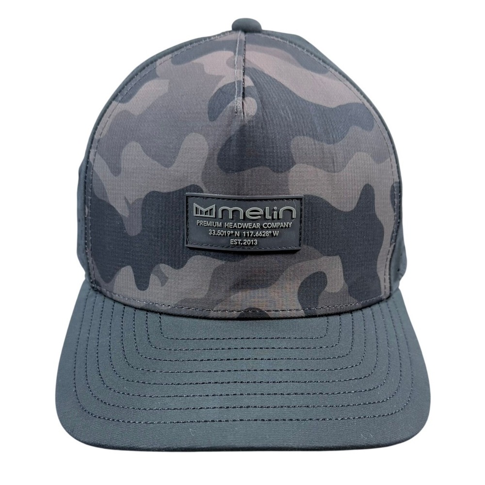 Melin Mens XL Black Camo Polyester Odyssey Hydro Snapback Hat Water Resistant